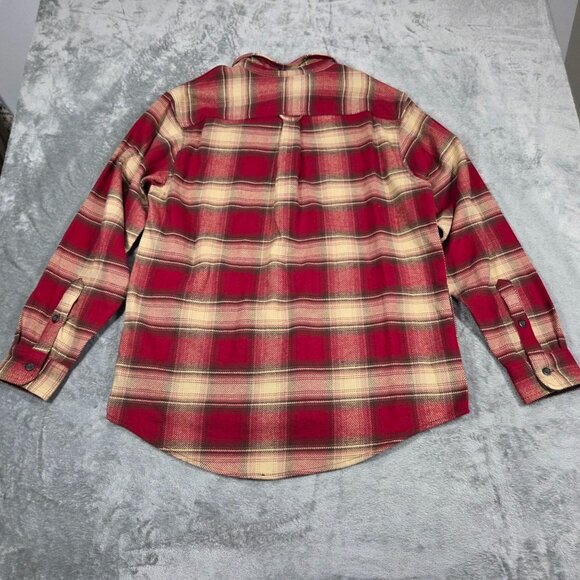 Orvis Shirt Mens Large Red Plaid Heavy Flannel Button Down Big Bear Shacket - Picture 7 of 9